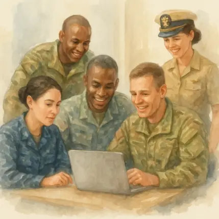 Families connecting over laptop
